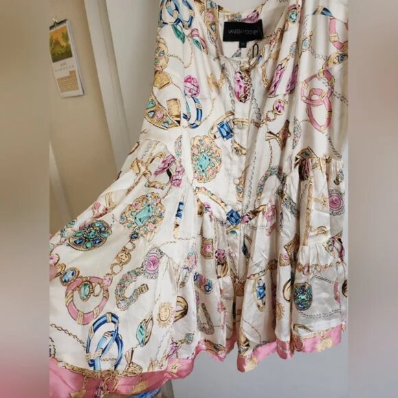 Vanessa Mooney Elisabeth Romper ICONIC VINTAGE JEWELRY SCARF PRINT - Picture 13 of 15